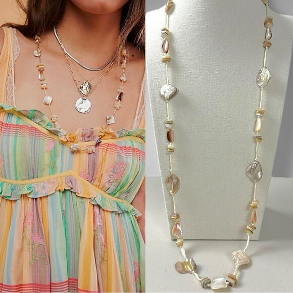 Free People Ariana Ost At The Market Necklace NWT Neutral Bohemian Beach Artisan - Picture 15 of 16